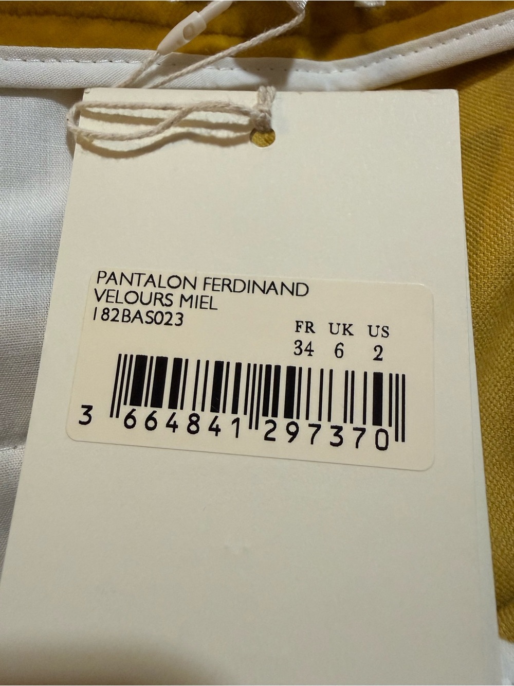 Sezane Pantalon Ferdinand Velours Mıel NWT - Picture 4 of 9